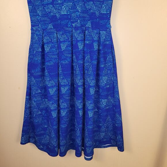 Lularoe Large Women Amelia Solid Royal Blue Rose Pleated Dress Small - Picture 8 of 9